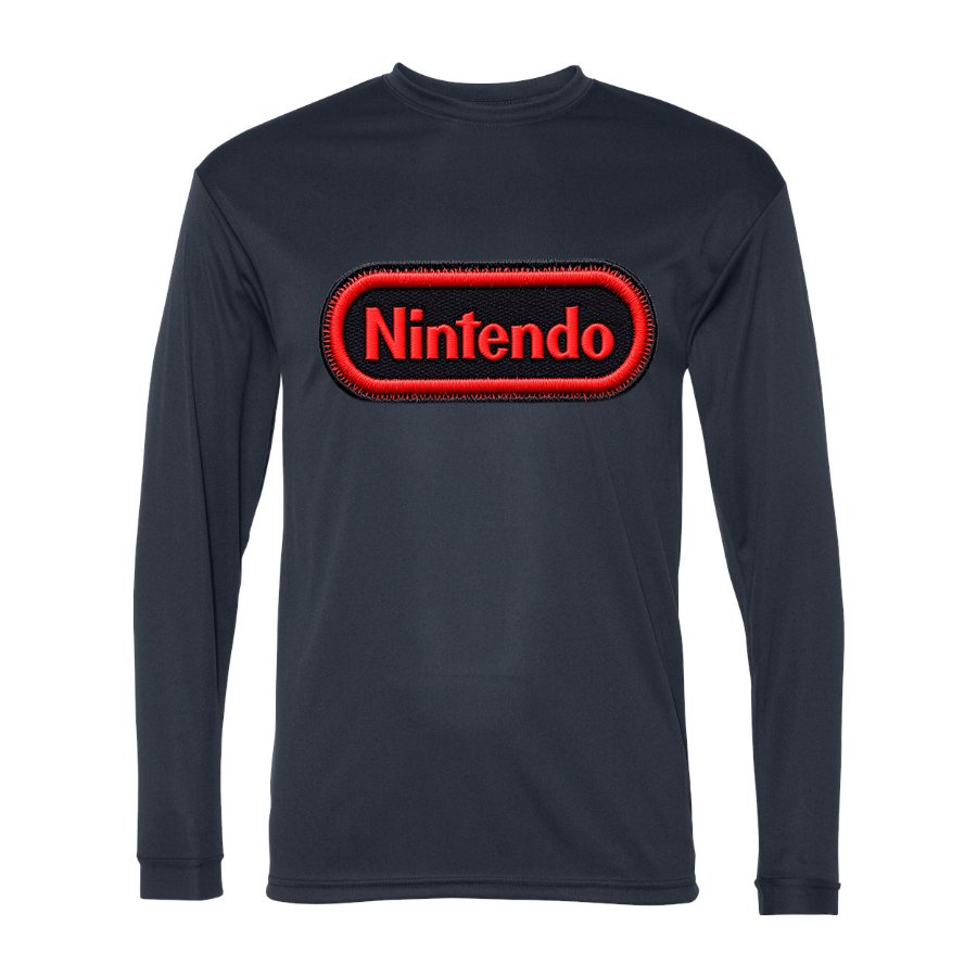 Men's Nintendo Embroidery Polyester Long Sleeve T-Shirt - Navy