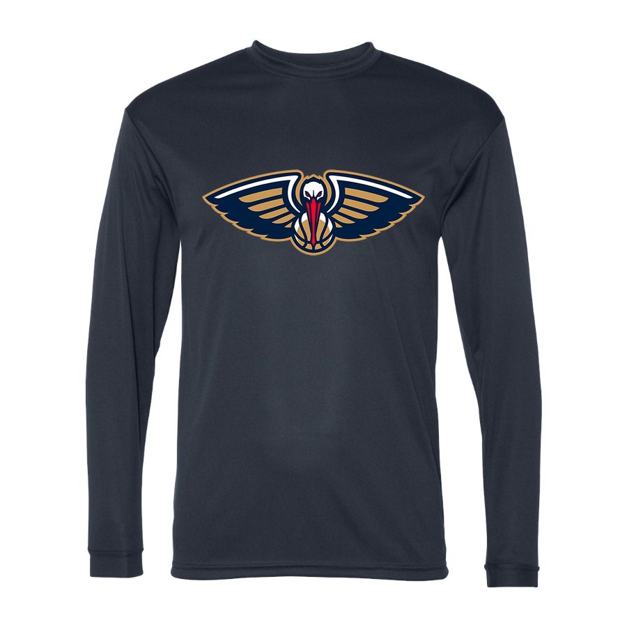 Men's New Orleans Pelicans Polyester Long Sleeve T-Shirt - Navy