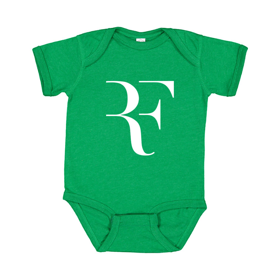 Roger Federer White Logo Baby Romper Onesie - Green