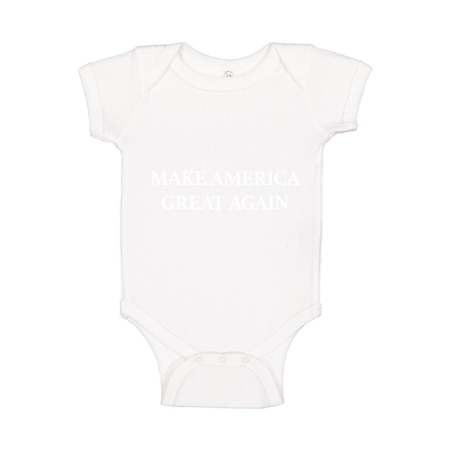 Make America Great Again White Logo Baby Romper Onesie - White