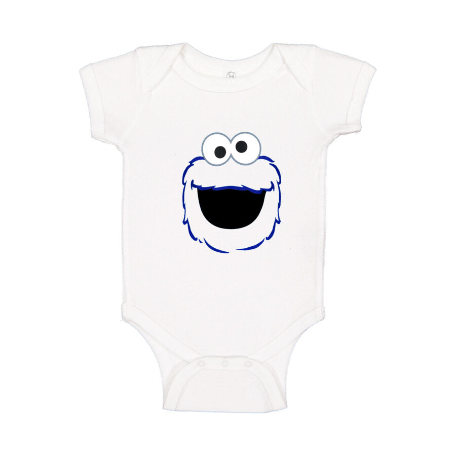 Cookie Monster Baby Romper Onesie - White