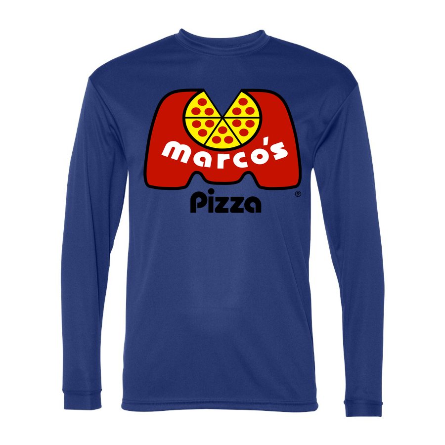 Men's Marcos Pizza Polyester Long Sleeve T-Shirt - Royal Blue