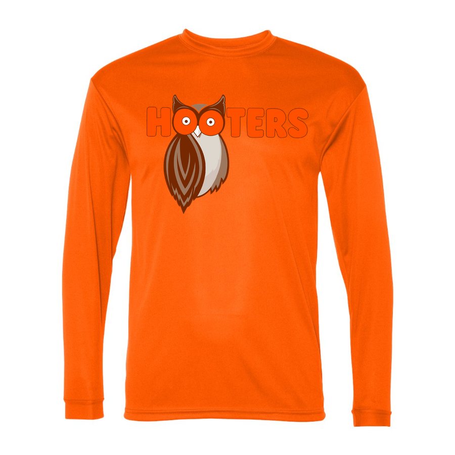 Men's Hooters Polyester Long Sleeve T-Shirt - Safety Orange