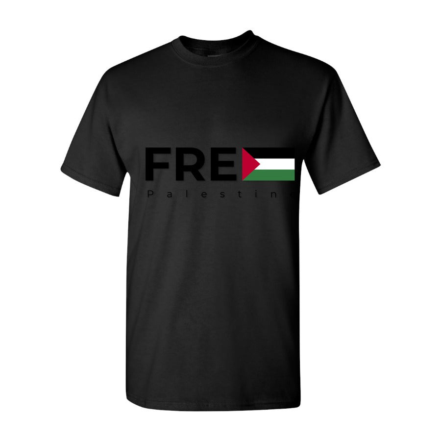 Men's Free Palestine Black Cotton T-Shirt - Black