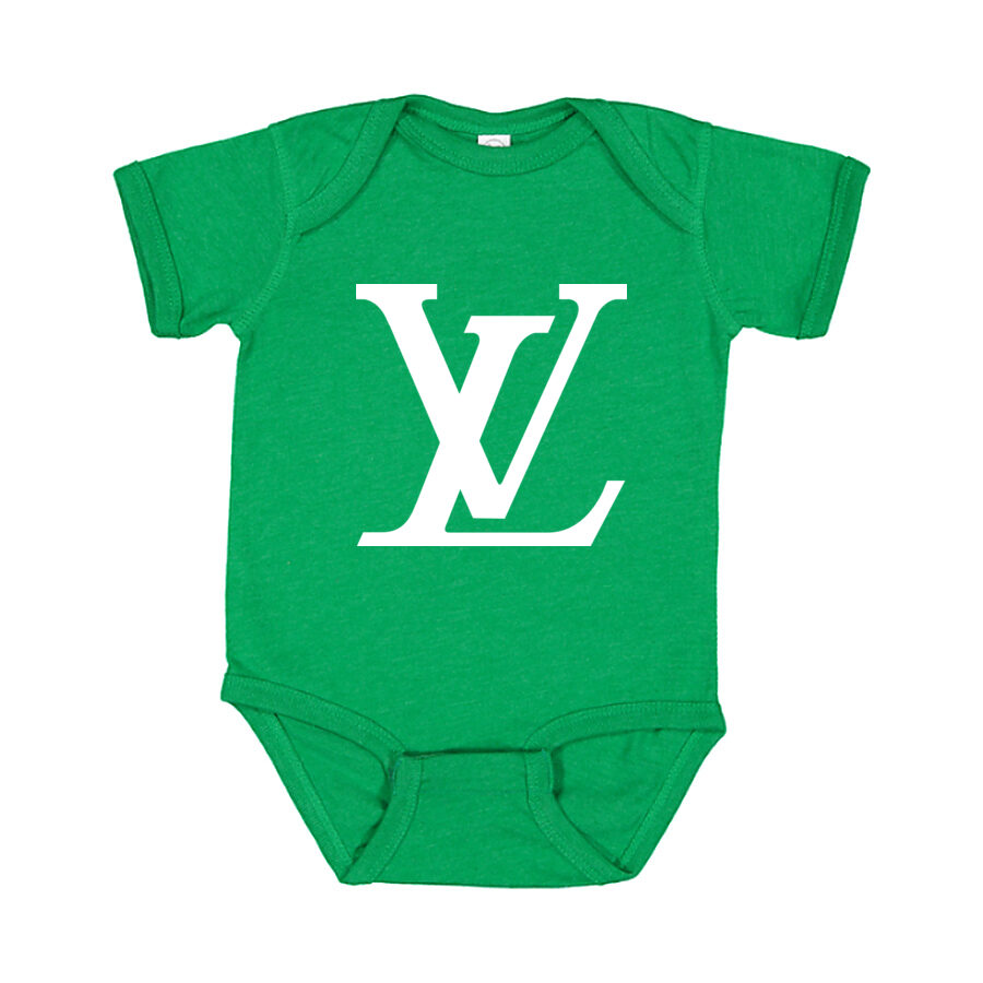 Louis Vuitton White Logo Baby Romper Onesie - Green
