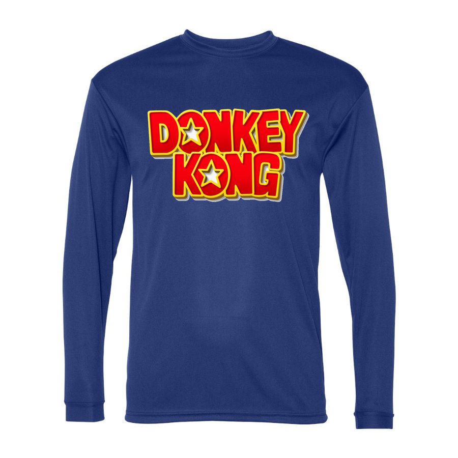 Men's Donkey Kong Polyester Long Sleeve T-Shirt - Royal Blue