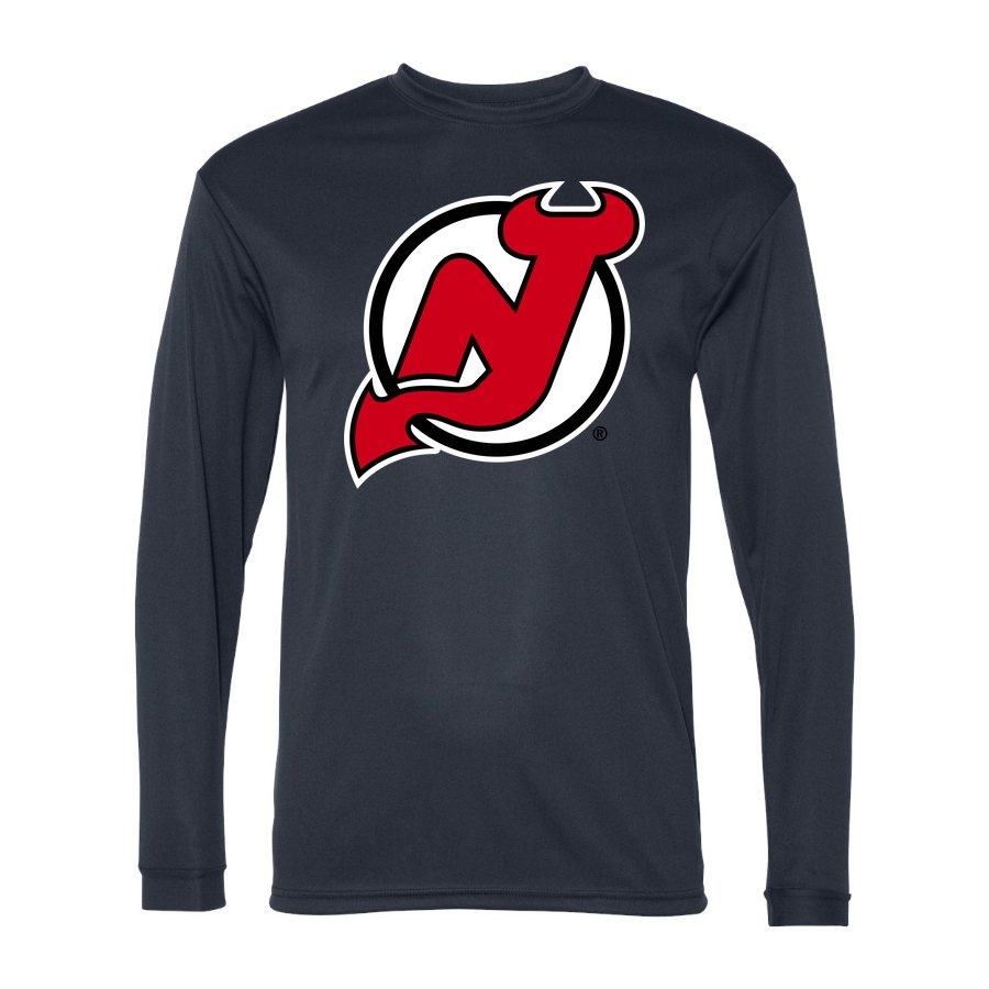 Men's New Jersey Devils Polyester Long Sleeve T-Shirt - Navy