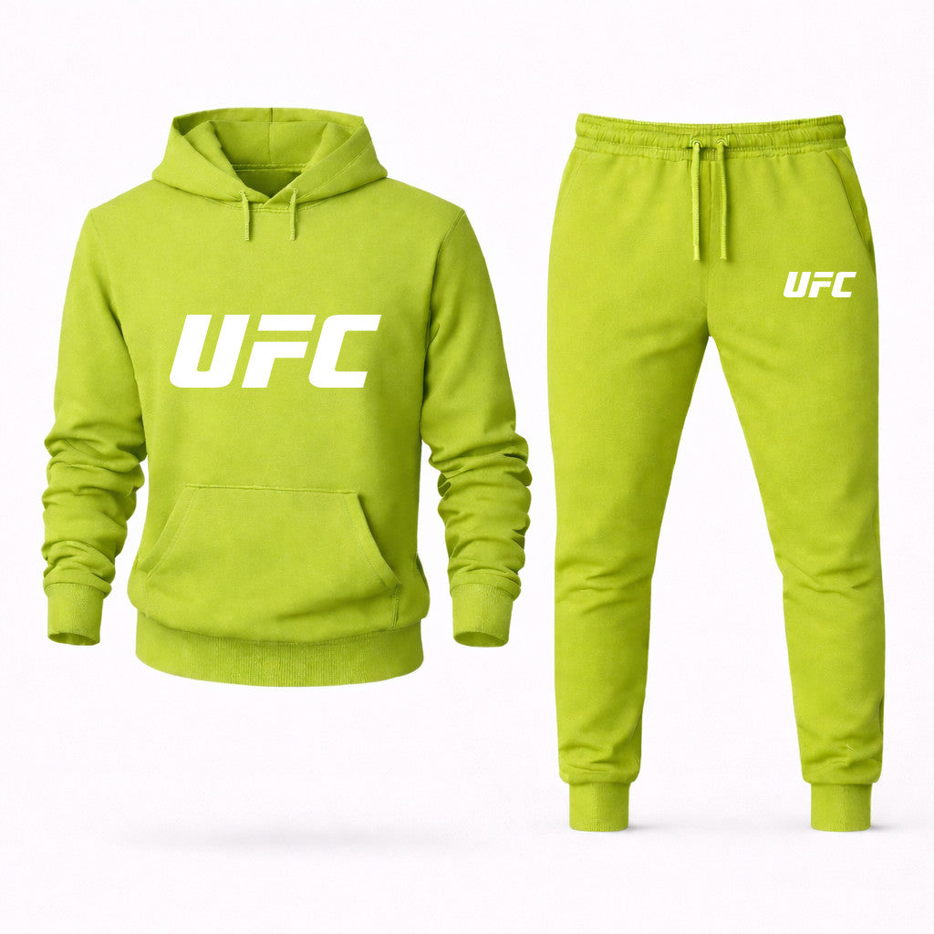 UFC White Hoodie and Joggers Set - Lime Green