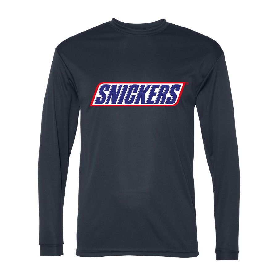 Men's Snickers food Polyester Long Sleeve T-Shirt - Navy