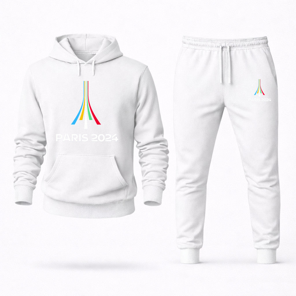 Paris 2024 Olympics White Hoodie and Joggers Set - White