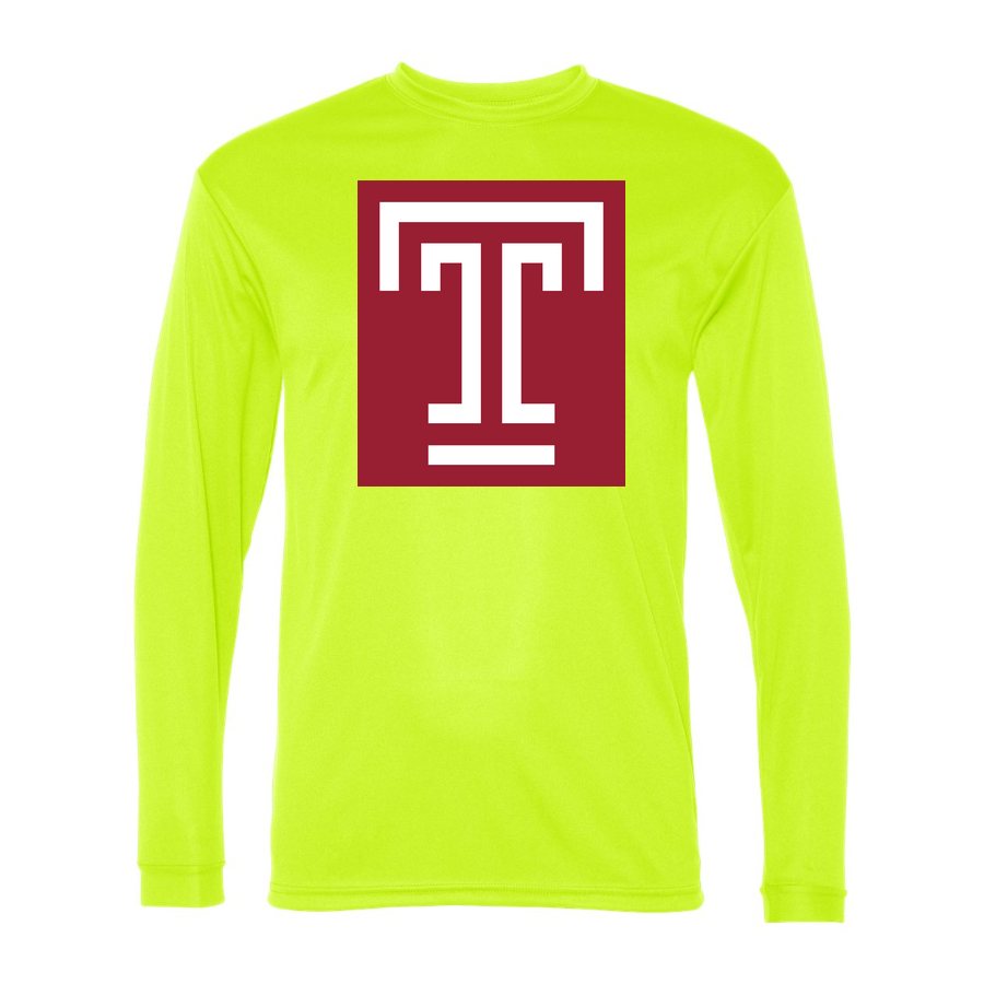 Men's Temple Owls Polyester Long Sleeve T-Shirt - Safety Yellow