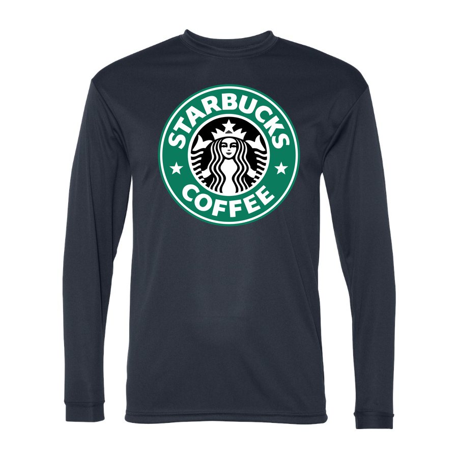 Men's Starbucks Polyester Long Sleeve T-Shirt - Navy