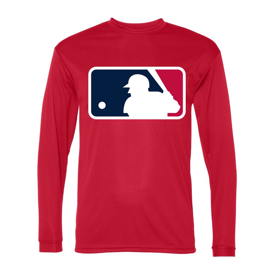 Men's Major League Baseball Polyester Long Sleeve T-Shirt - Red