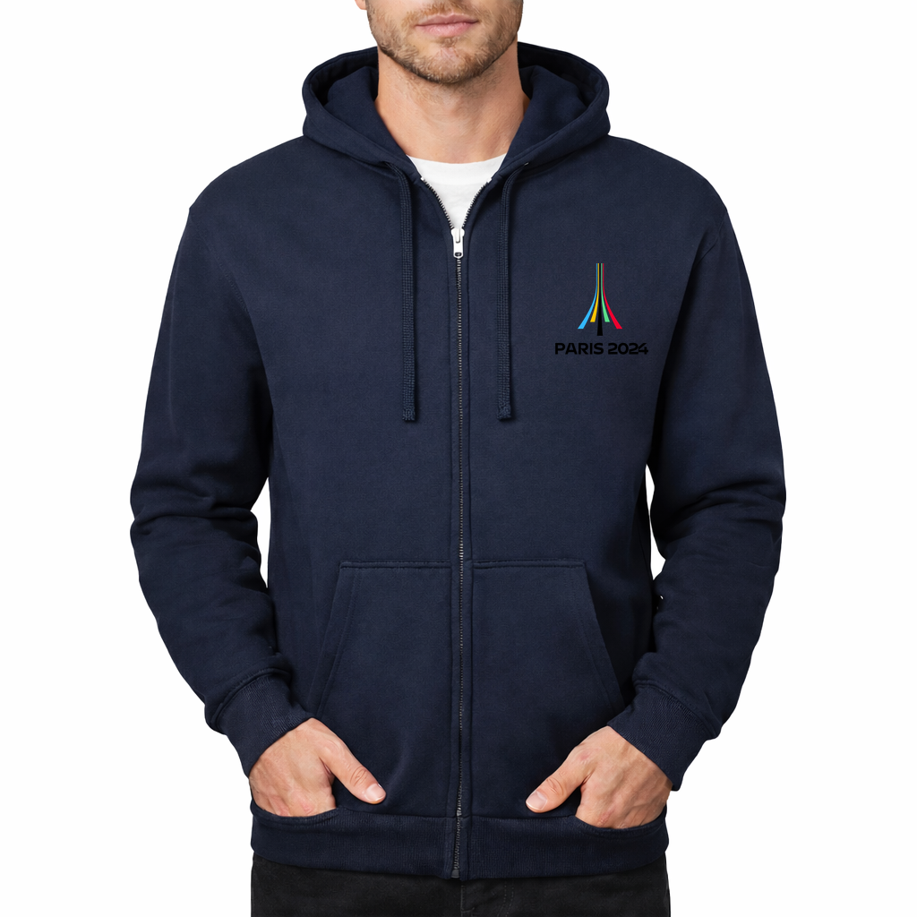 Men's Paris 2024 Olympics black Zipper Hoodie - Navy