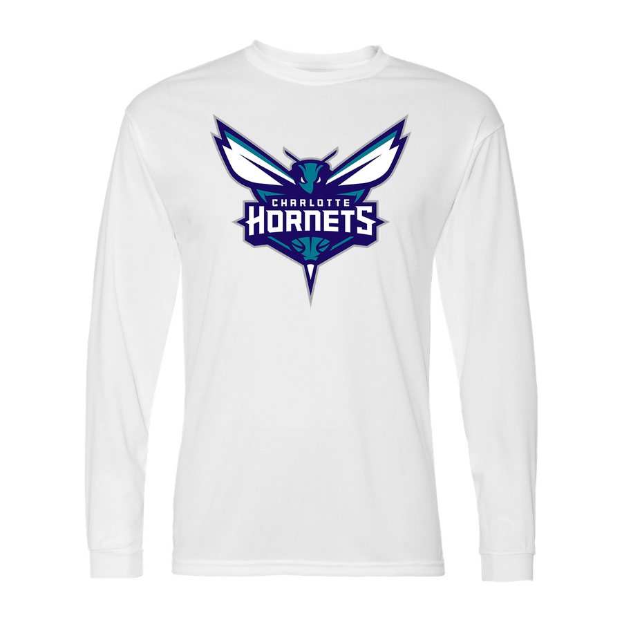 Men's Charlotte Hornets Polyester Long Sleeve T-Shirt - White