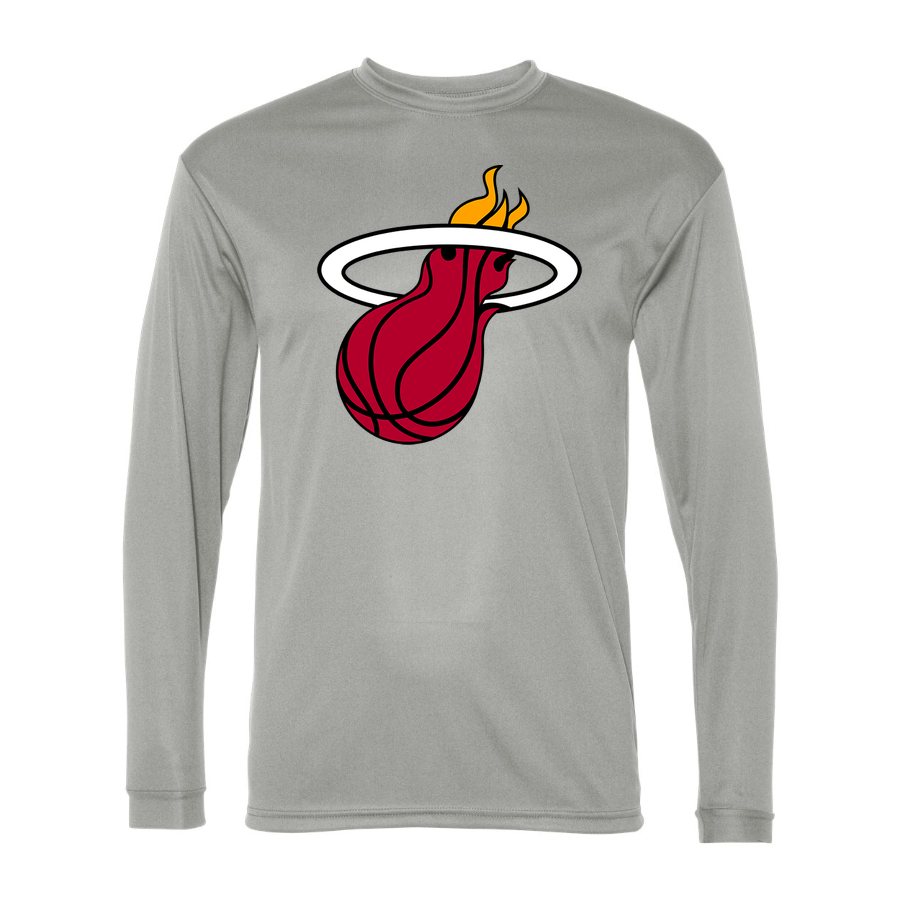 Men's Miami Heat Polyester Long Sleeve T-Shirt - Silver