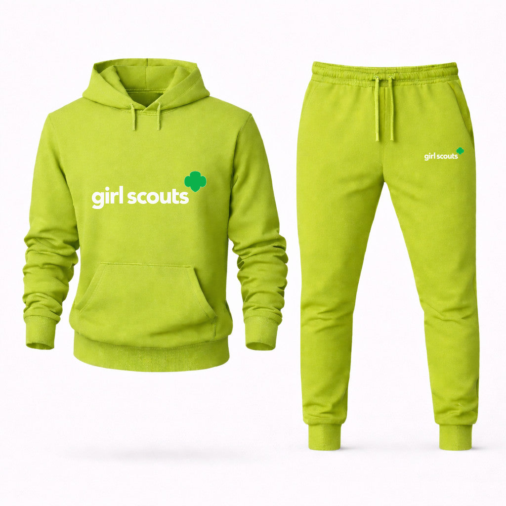 Girl Scouts White Hoodie and Joggers Set - Lime Green