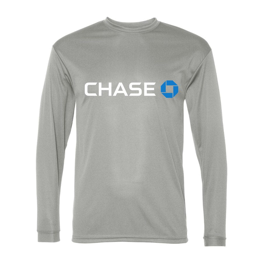 Men's Chase White Logo Polyester Long Sleeve T-Shirt - Silver