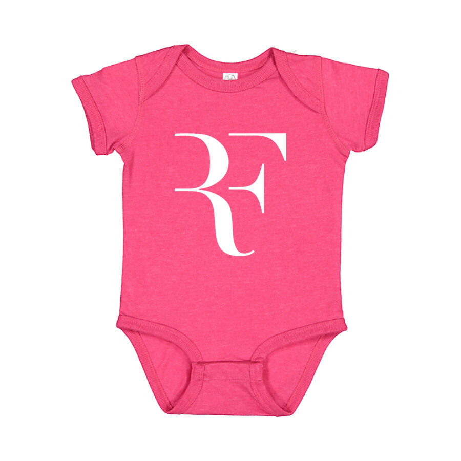 Roger Federer White Logo Baby Romper Onesie - Pink