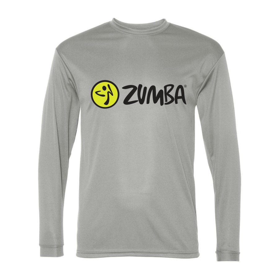 Men's Zumba Fitness Polyester Long Sleeve T-Shirt - Silver