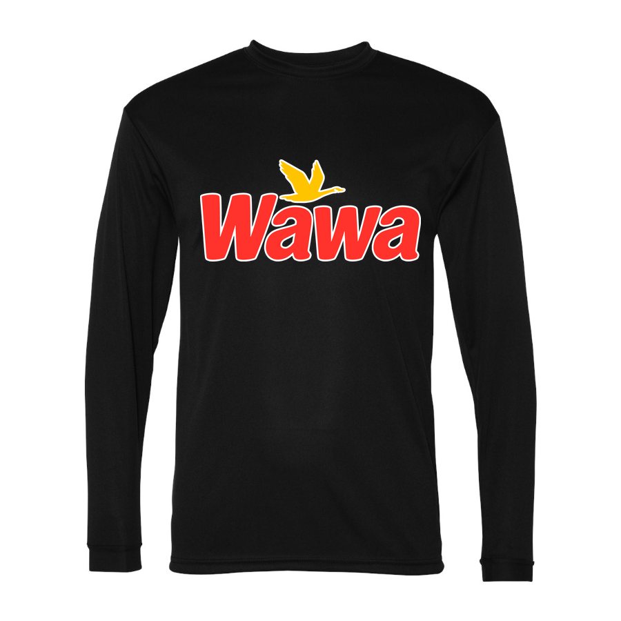 Men's Wawa Gas Station Polyester Long Sleeve T-Shirt - Black