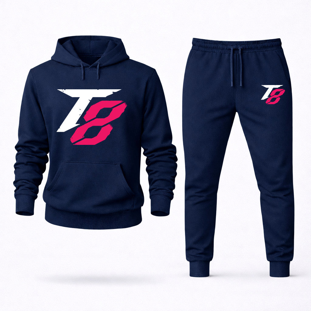 Tekken 8 White Hoodie and Joggers Set - Navy
