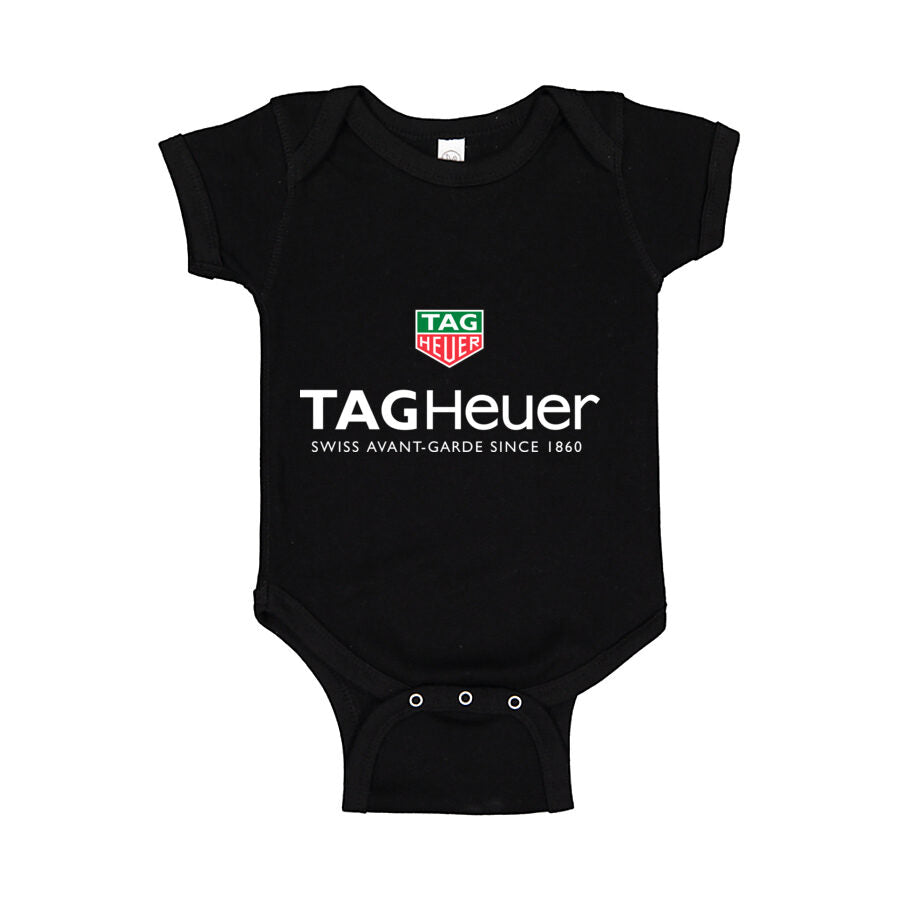 TAG Heuer White Logo Baby Romper Onesie - Black