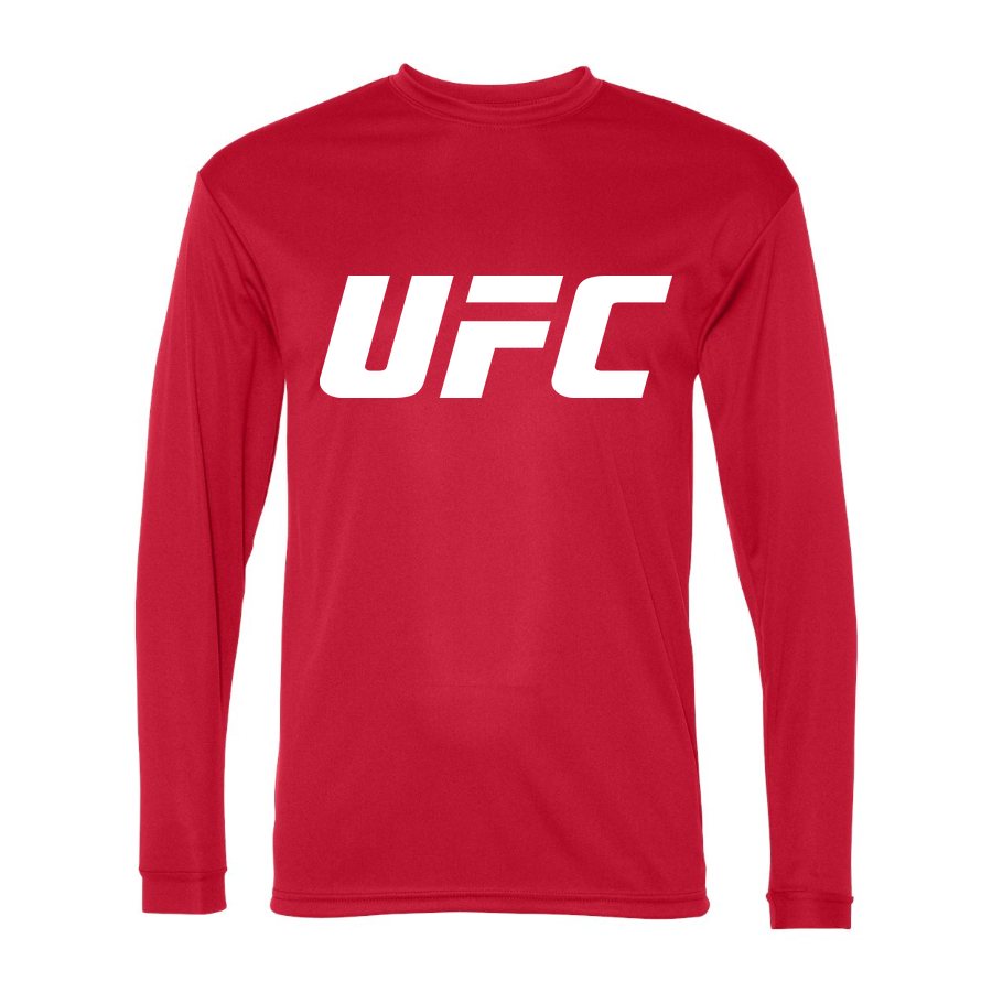 Men's UFC White Logo Polyester Long Sleeve T-Shirt - Red