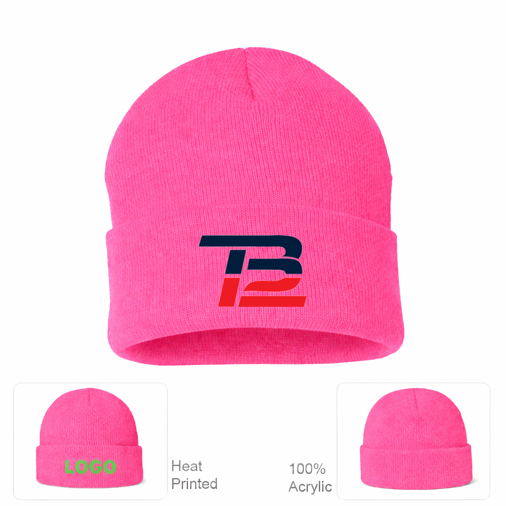 Tom Brady 12 Beanie Hat - Pink