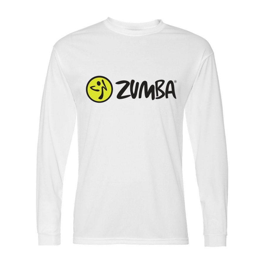 Men's Zumba Fitness Polyester Long Sleeve T-Shirt - White