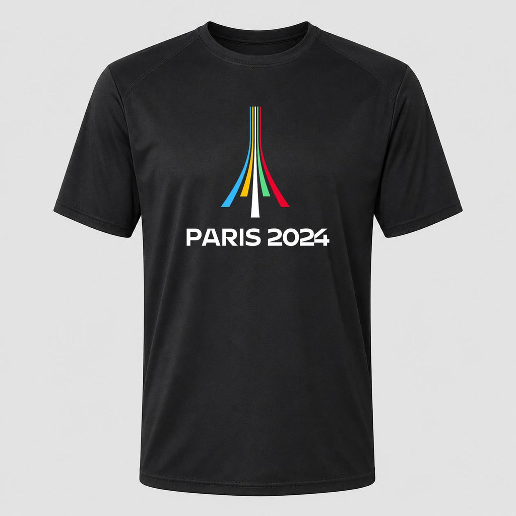 Men's Paris 2024 Olympics White Performance T-Shirt - Black
