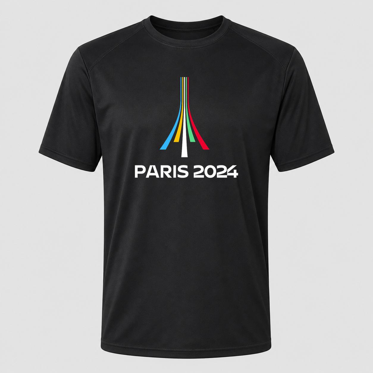Men's Paris 2024 Olympics White Performance T-Shirt - Black