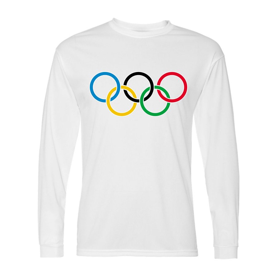 Men's Olympic Ring BK-logo Polyester Long Sleeve T-Shirt - White
