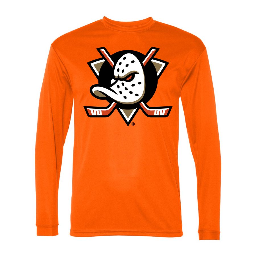 Men's Anaheim Ducks Polyester Long Sleeve T-Shirt - Safety Orange
