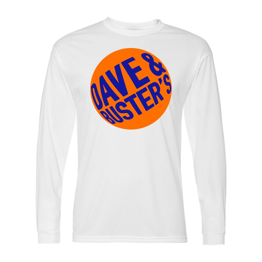 Men's Dave & Buster's Polyester Long Sleeve T-Shirt - White