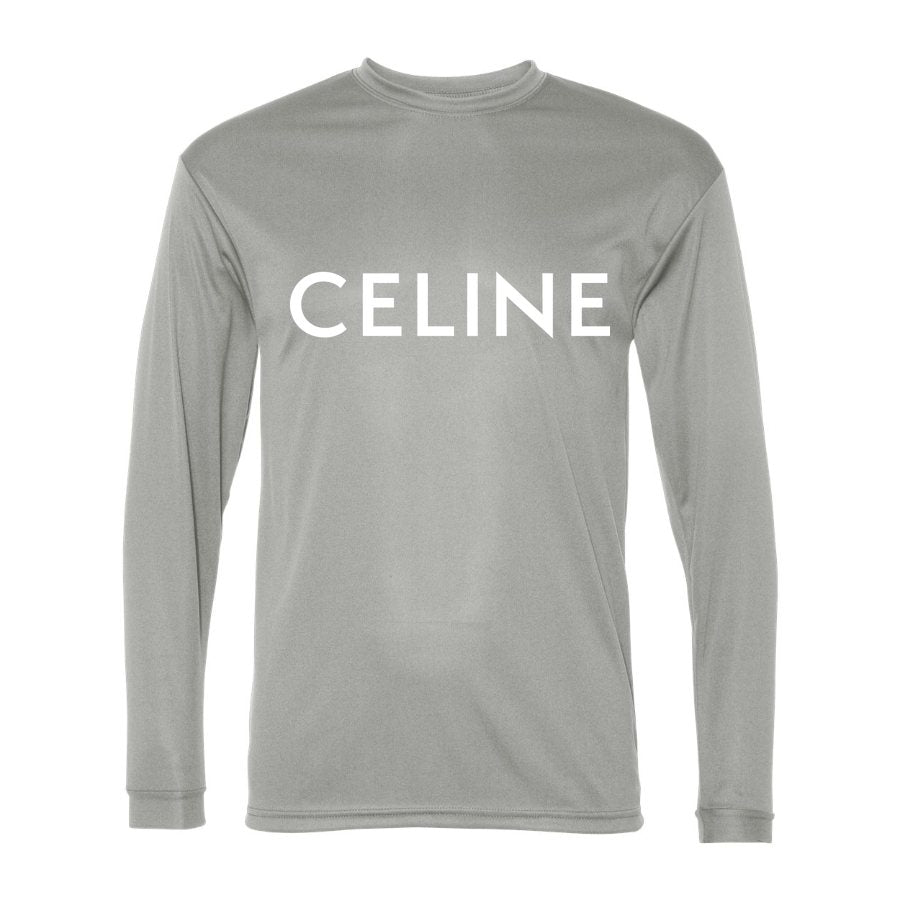 Men's Celine white Polyester Long Sleeve T-Shirt - Silver