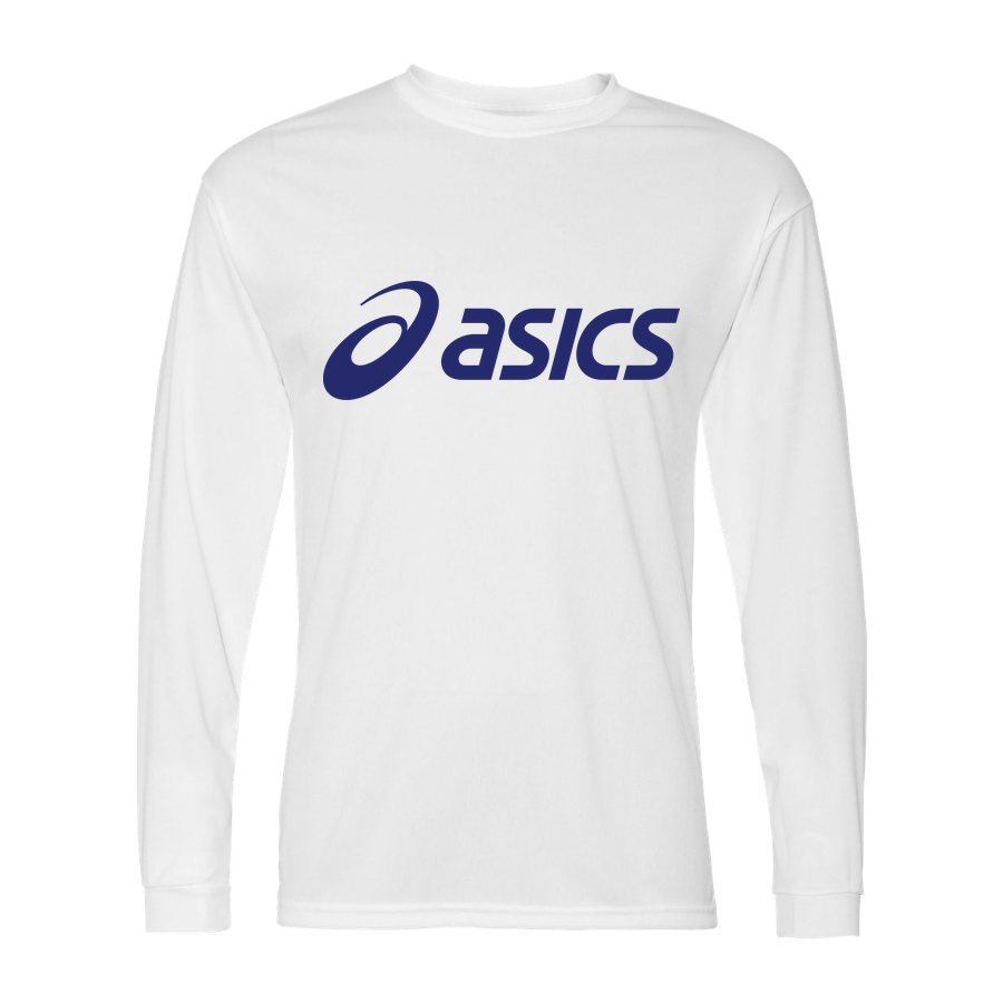 Men's Asics Polyester Long Sleeve T-Shirt - White