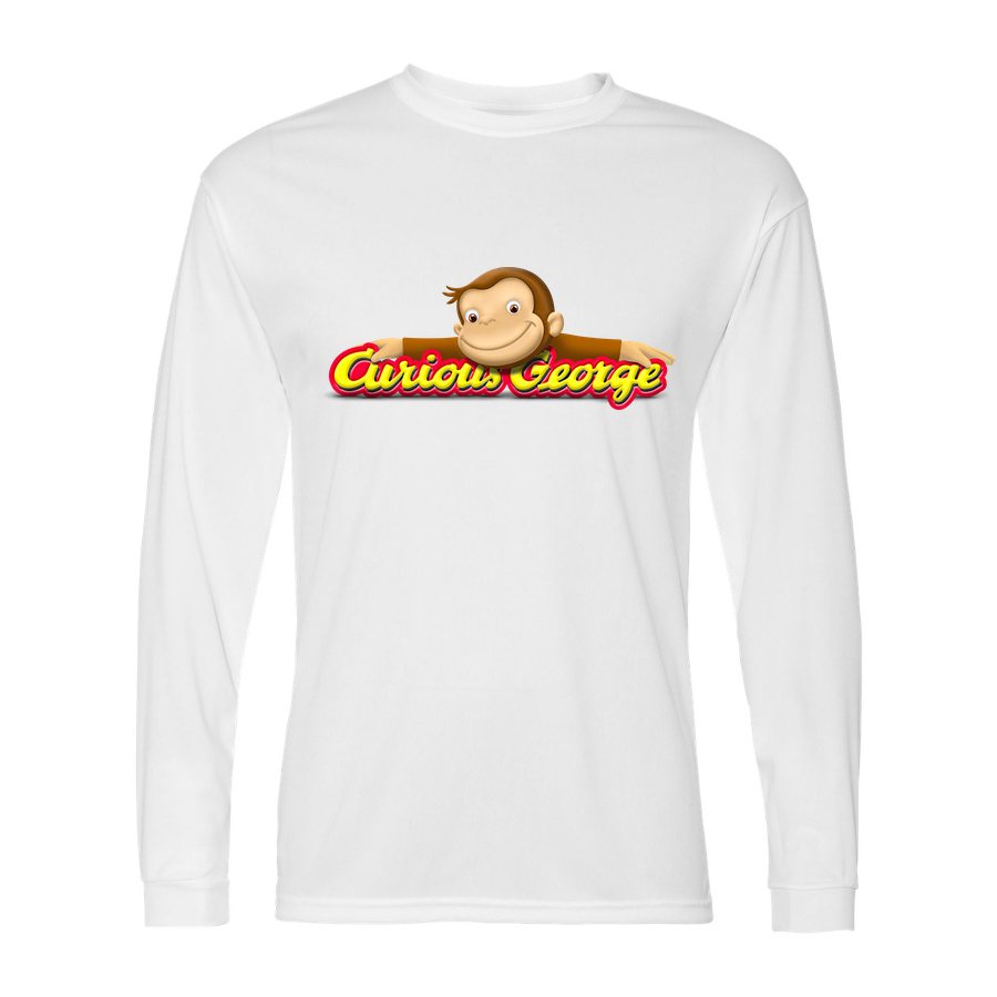 Men's Curious George Polyester Long Sleeve T-Shirt - White