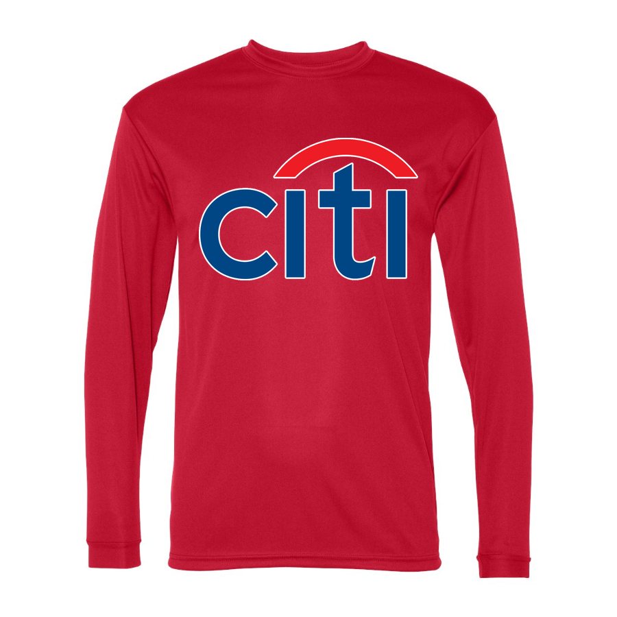 Men's citi bank Polyester Long Sleeve T-Shirt - Red