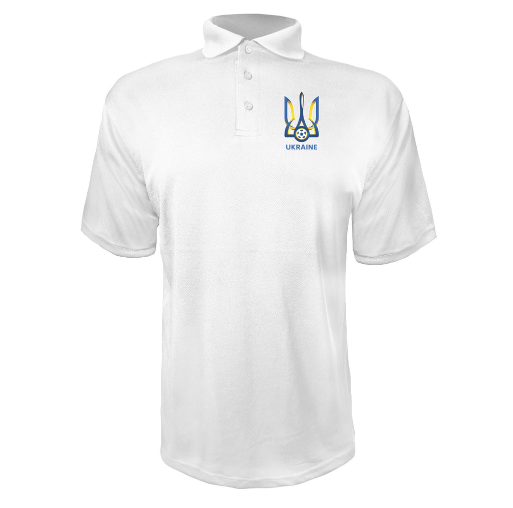 Ukraine National Football Soccer Team White polyester polo
