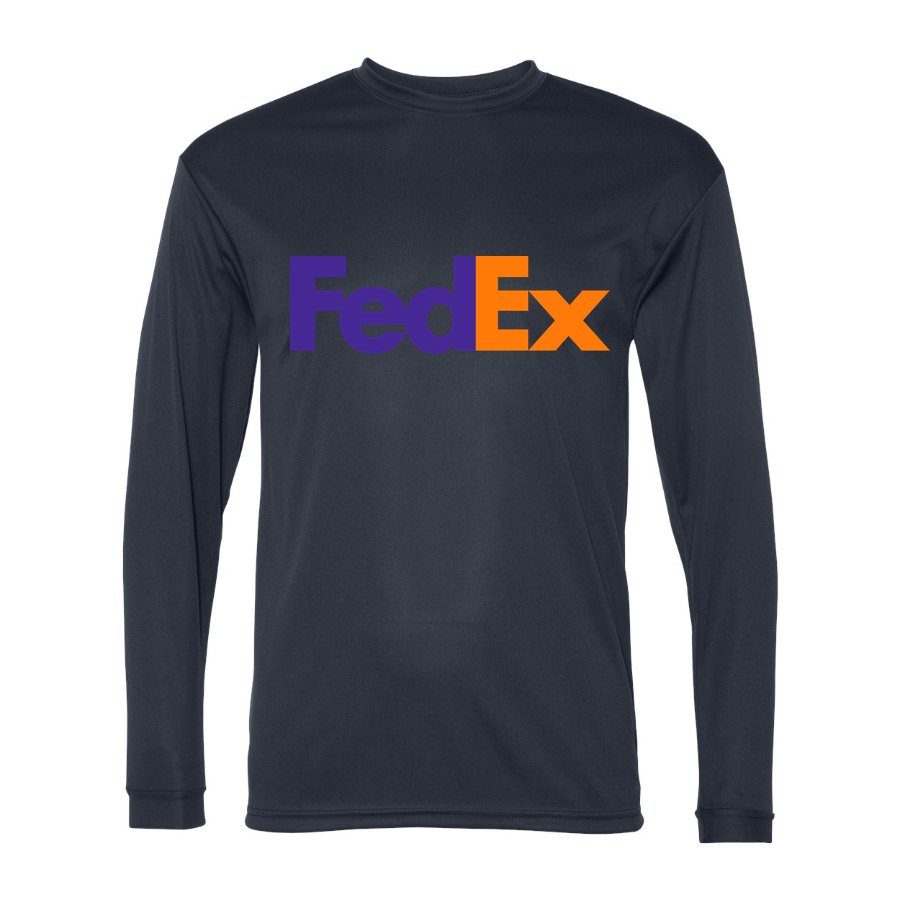 Men's FedEx Polyester Long Sleeve T-Shirt - Navy