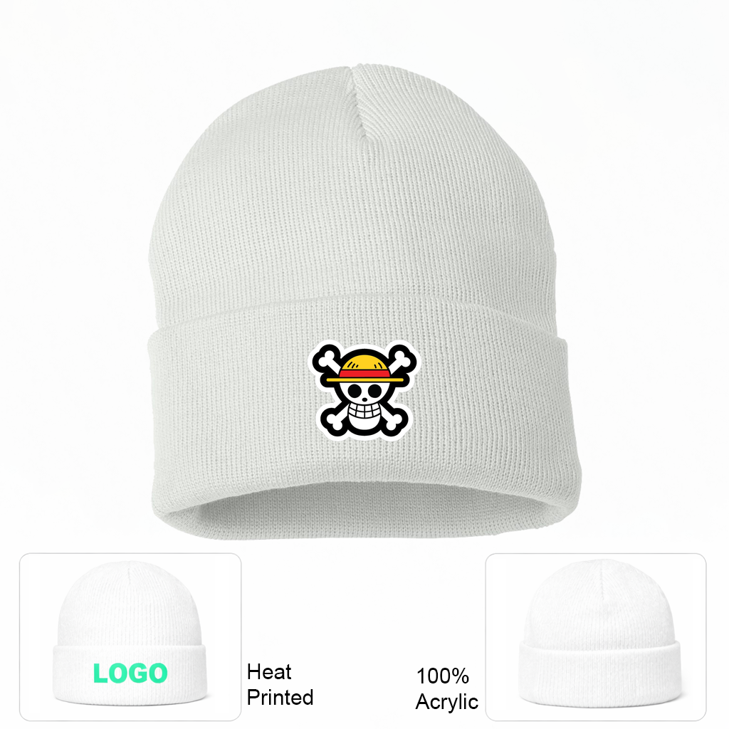 Straw Hat Luffy Cartoon Beanie Hat - White