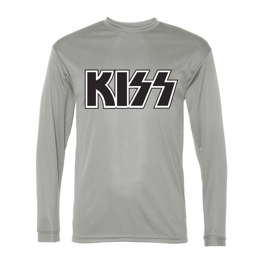 Men's Kiss Polyester Long Sleeve T-Shirt - Silver