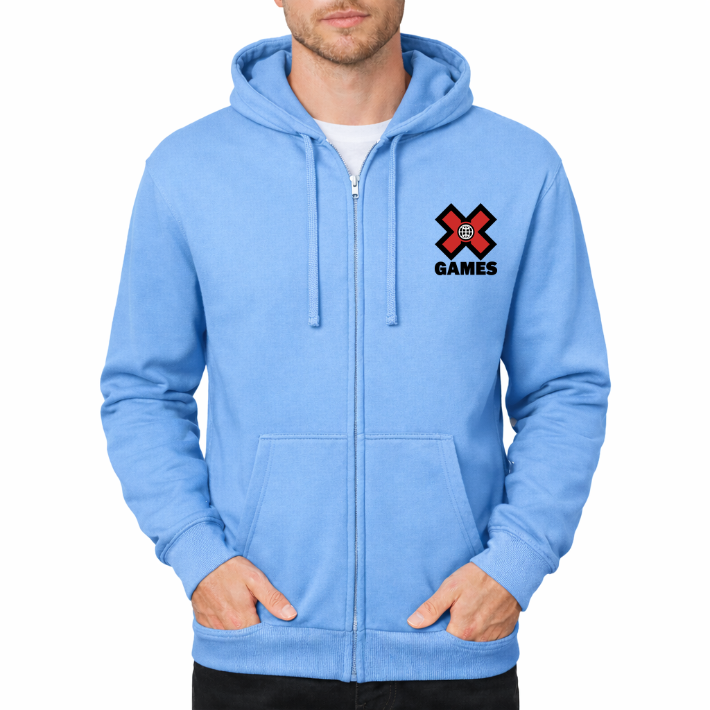 Men's X Games logo.svg Zipper Hoodie - Sky Blue