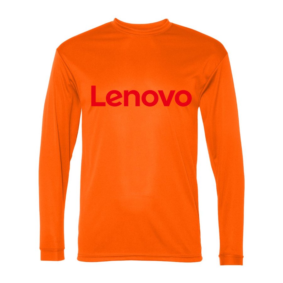Men's Lenovo Polyester Long Sleeve T-Shirt - Safety Orange