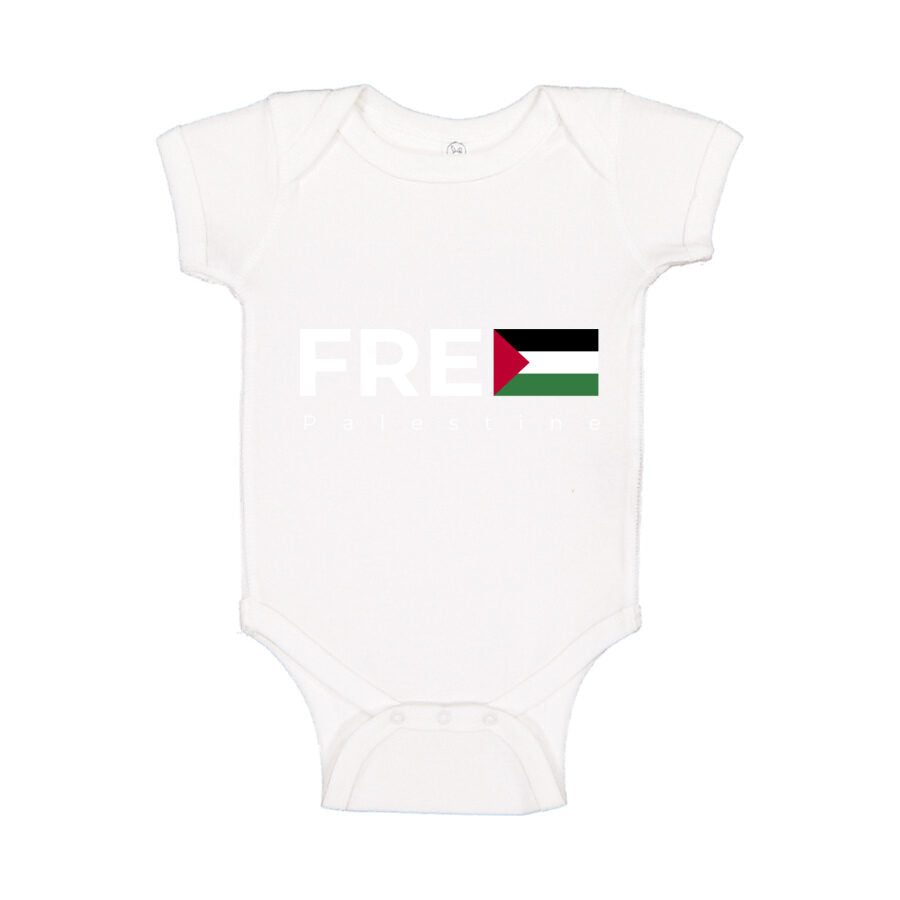 Free Palestine White Logo Baby Romper Onesie - White