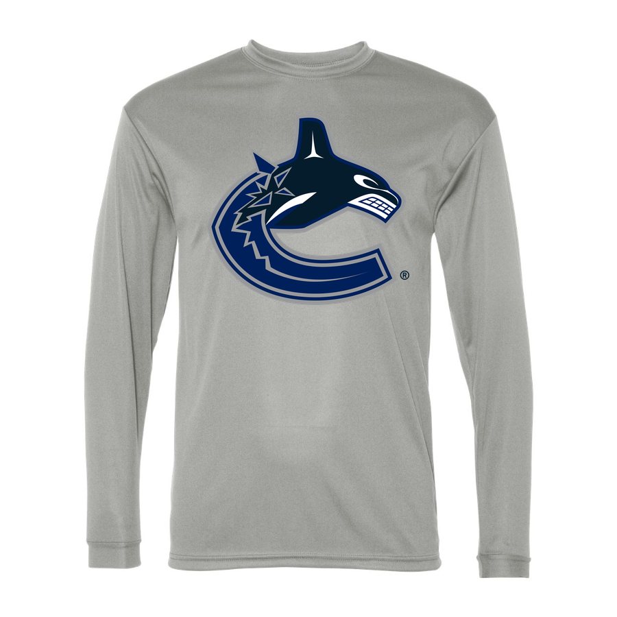 Men's Vancouver Canucks Polyester Long Sleeve T-Shirt - Silver