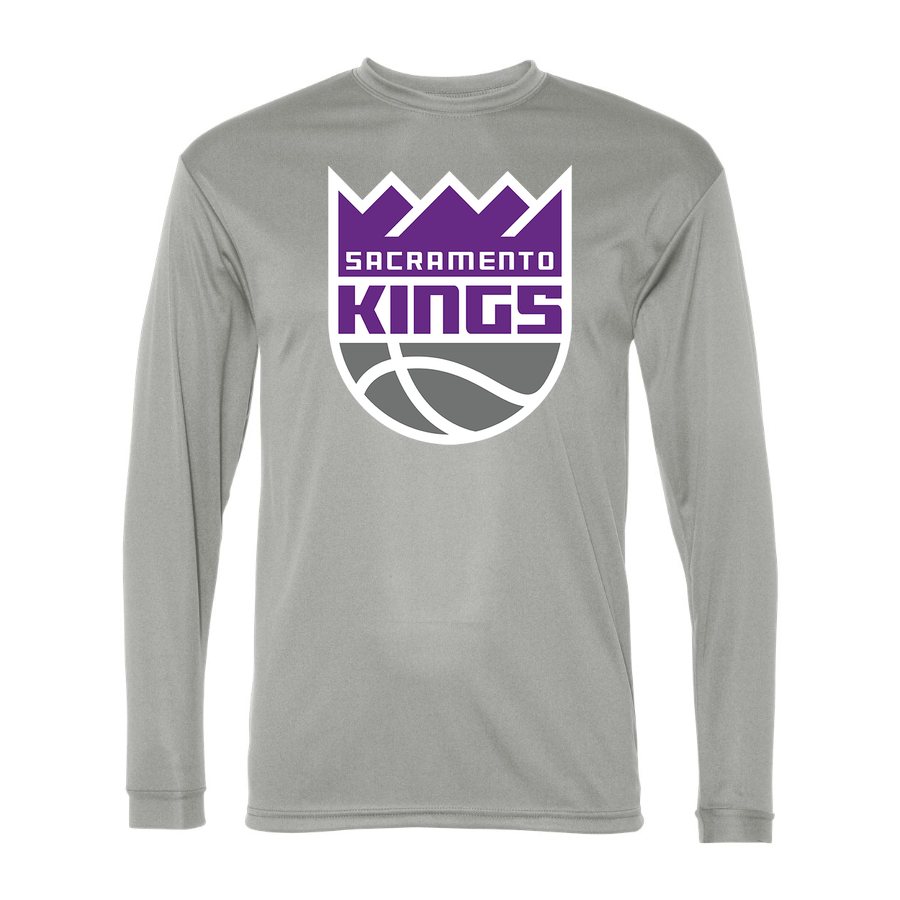 Men's Sacramento Kings Polyester Long Sleeve T-Shirt - Silver
