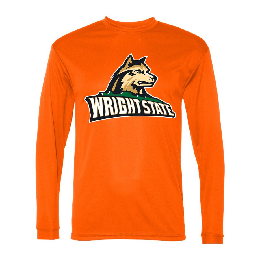 Men's Wright State Raiders Polyester Long Sleeve T-Shirt - Safety Orange