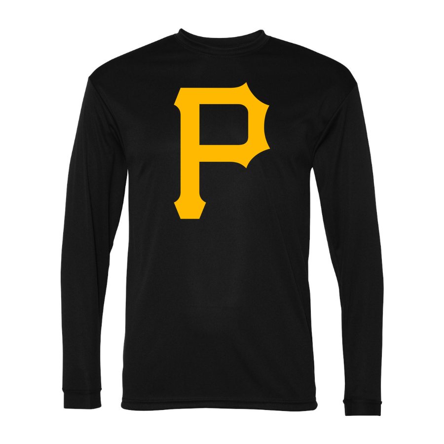 Men's Pittsburgh Pirates Polyester Long Sleeve T-Shirt - Black